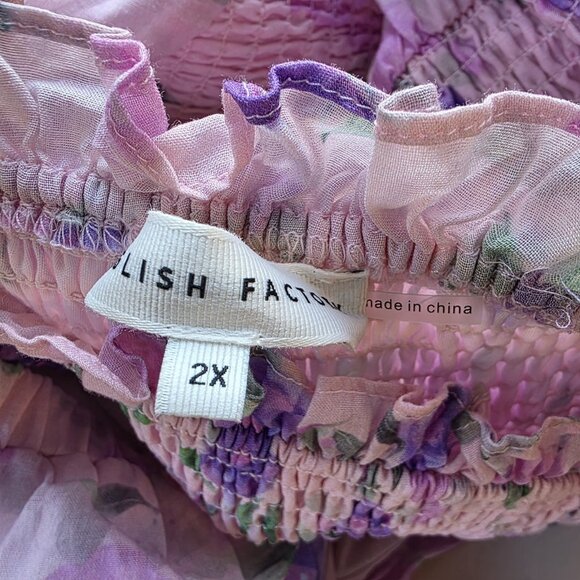 English Factory Pink Floral Smocked Maxi Dress Plus Size 2X Square Neck - Picture 5 of 5